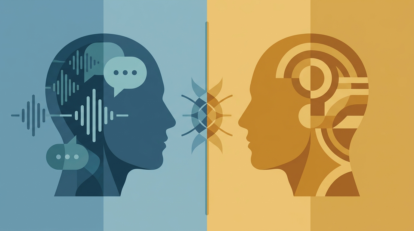 Active listening vs mirroring technique contrast illustration for rapport building