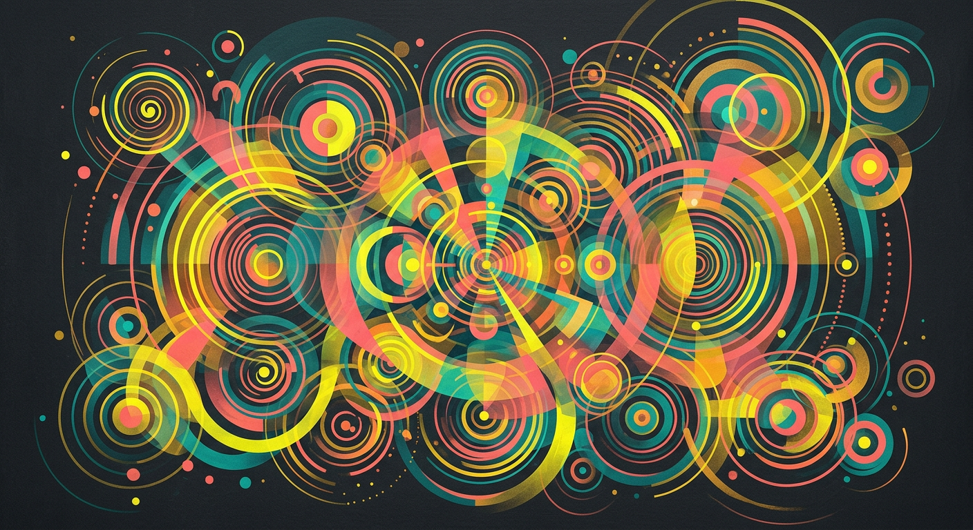 Abstract aerial geometric pattern conveying Gen Z humor and social icebreaker energy